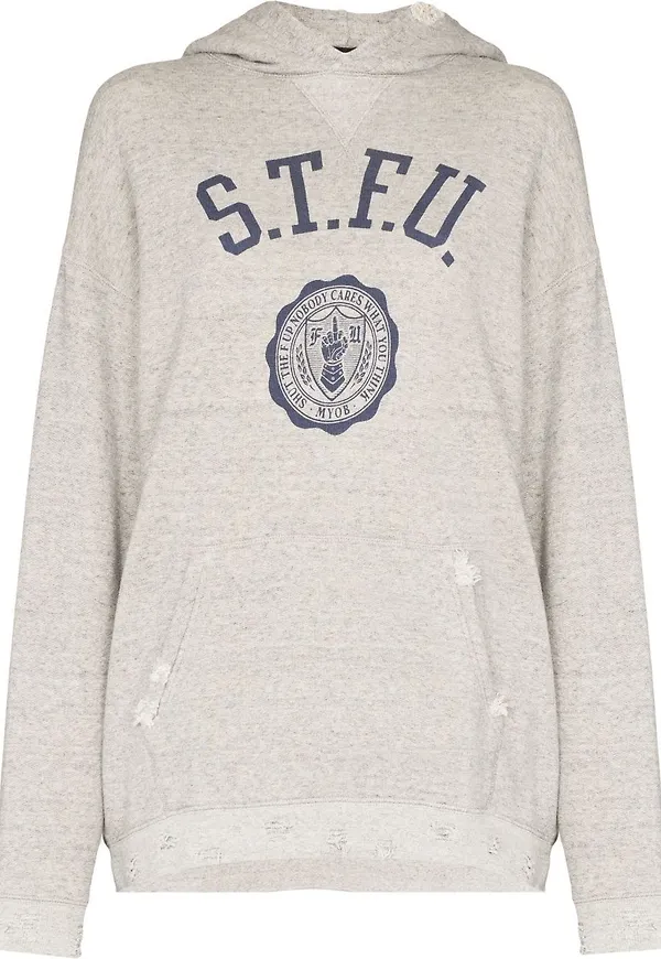 R13 hoodie med slogan - Grå