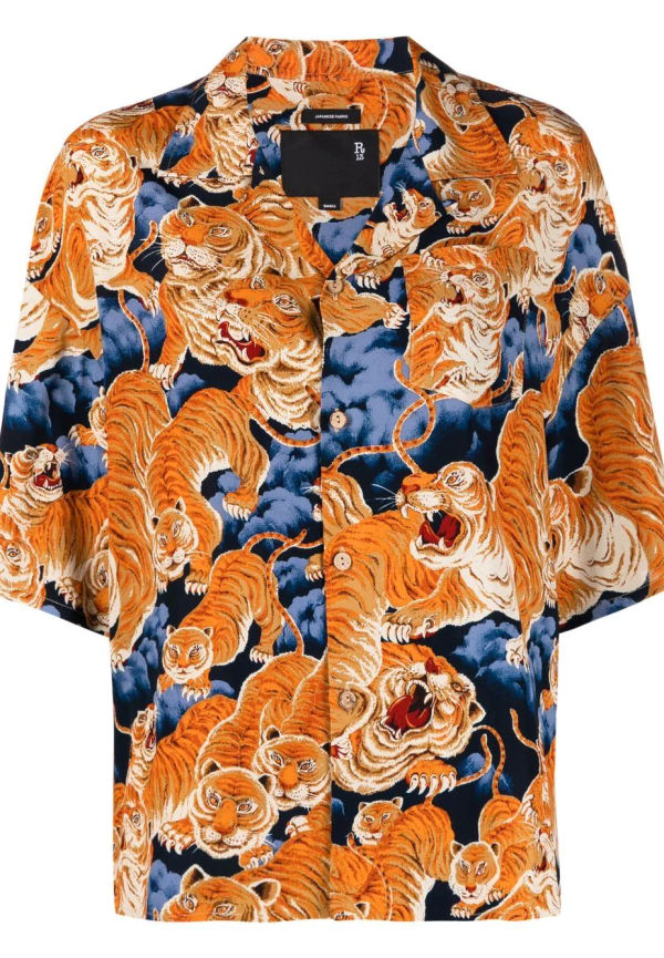 R13 kortärmad skjorta med tigertryck - Orange