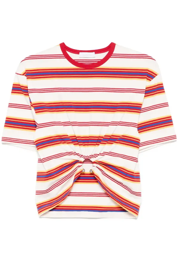 Rabanne randig t-shirt - Vit