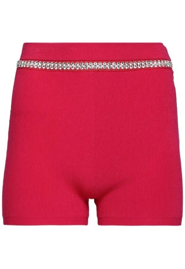 Rabanne ribbade shorts med strass - Rosa