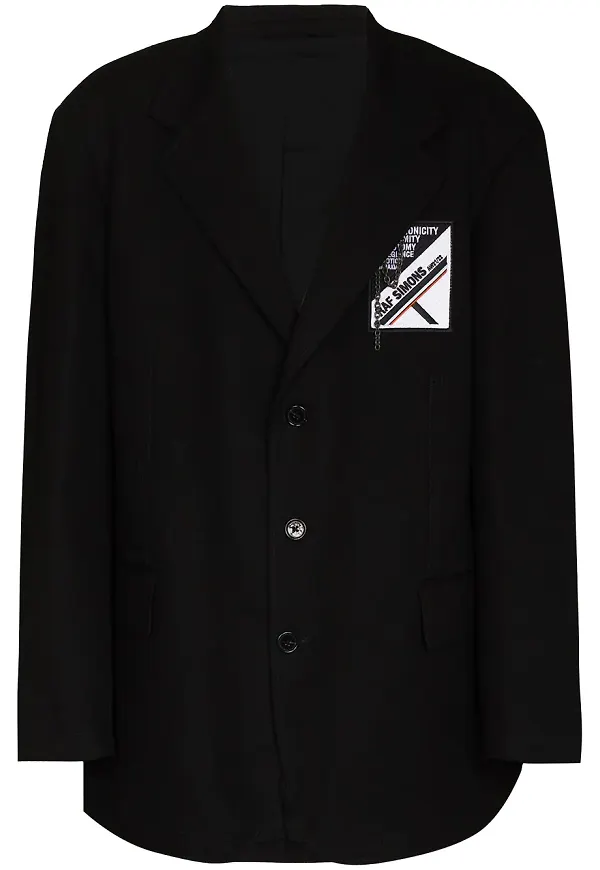 Raf Simons enkelknäppt blazer med logotypmärke - Svart