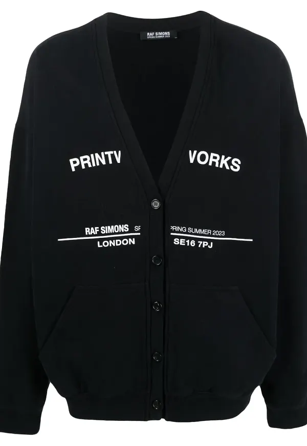 Raf Simons fleecekofta med tryck - Svart
