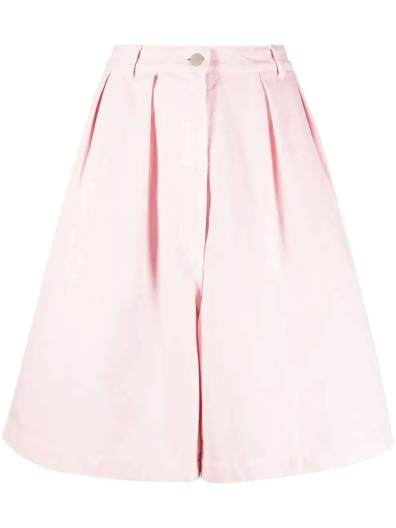 Raf Simons plisserade jeansshorts - Rosa
