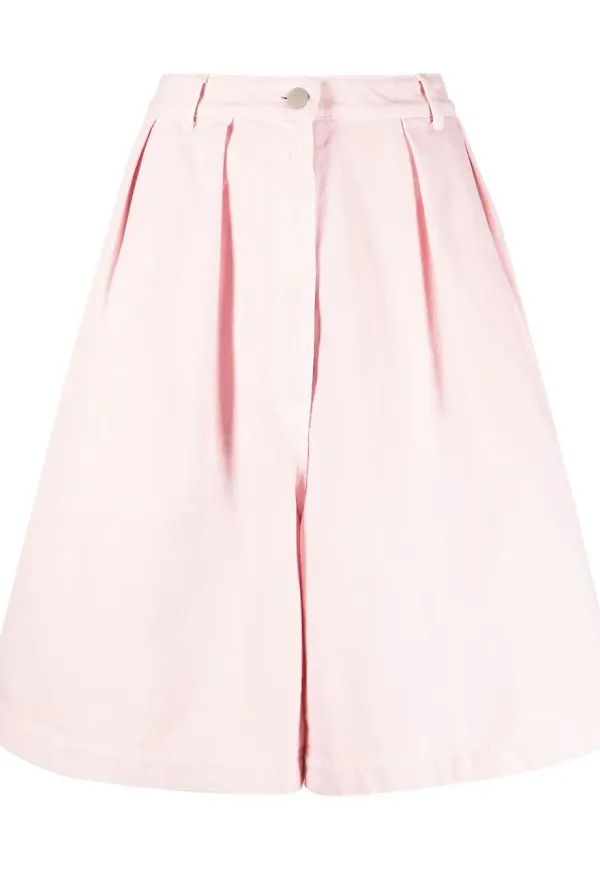 Raf Simons plisserade jeansshorts - Rosa