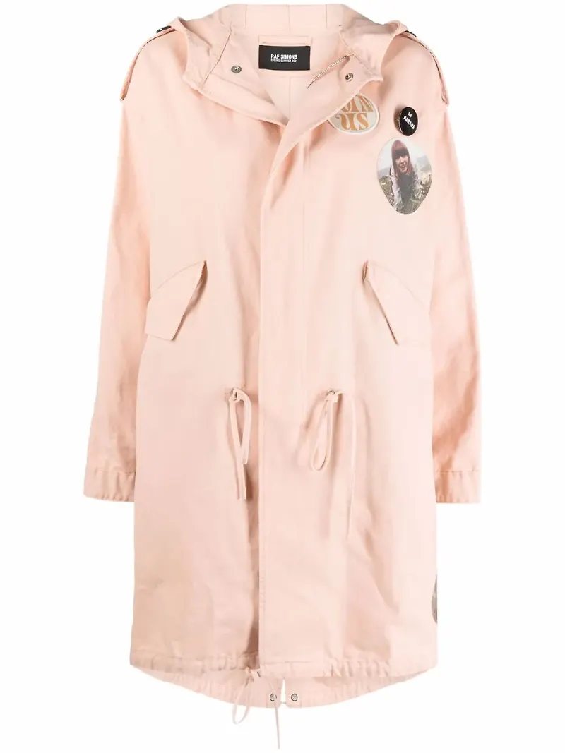 Raf Simons rock med huva och fototryck - Rosa
