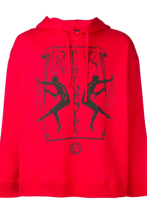 Raf Simons sweatshirt med tryck - Röd