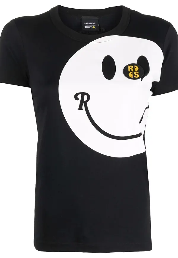 Raf Simons t-shirt med smileytryck - Svart