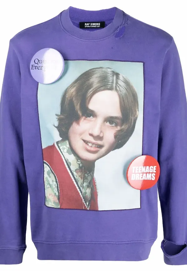 Raf Simons tröja med grafiskt tryck - Lila