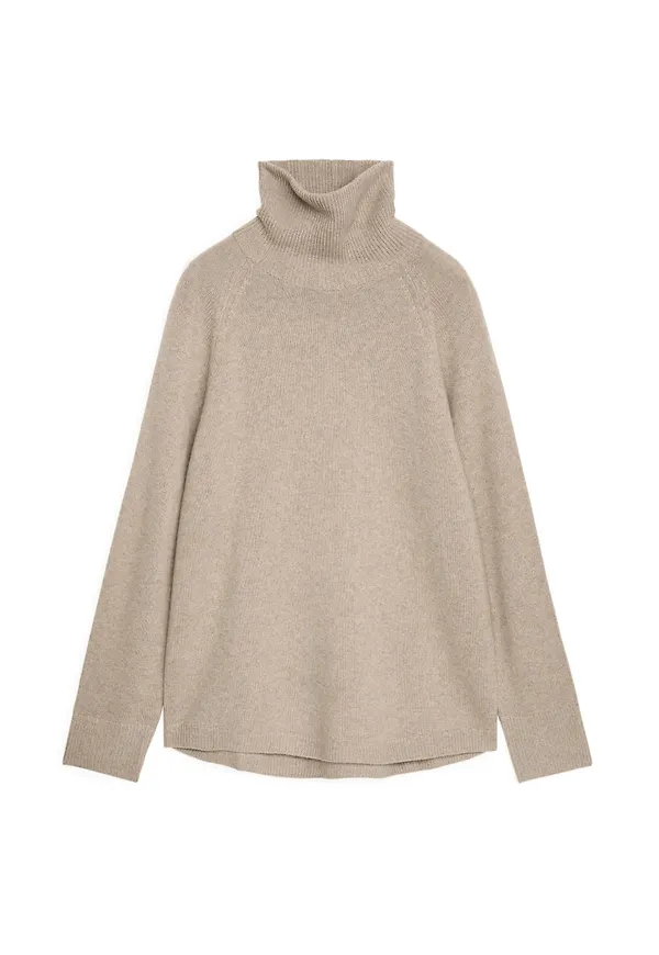 Raglan-Sleeve Cashmere Roll-Neck Jumper - Beige