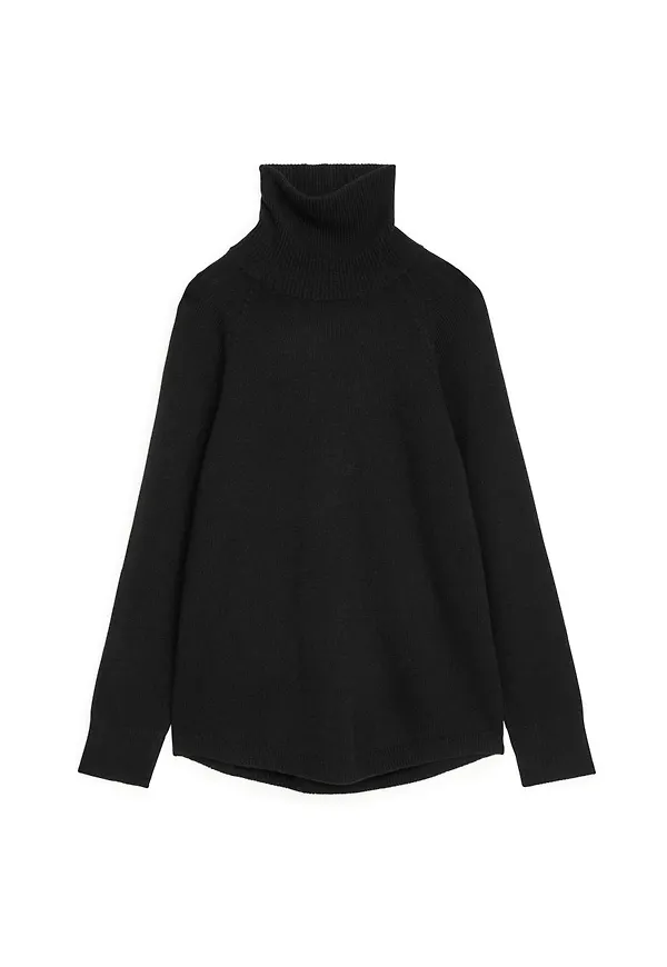 Raglan-Sleeve Cashmere Roll-Neck Jumper - Black