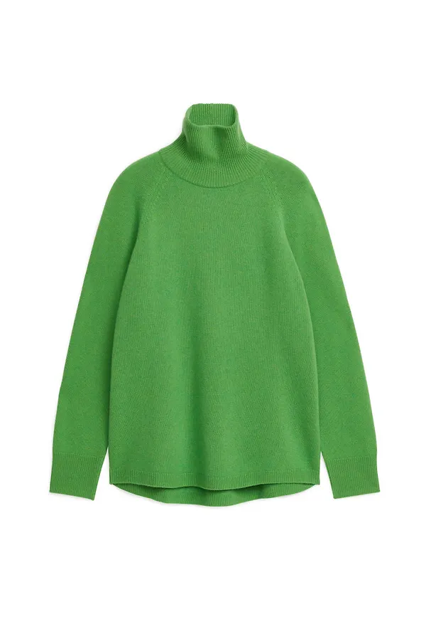 Raglan-Sleeve Cashmere Roll-Neck Jumper - Green