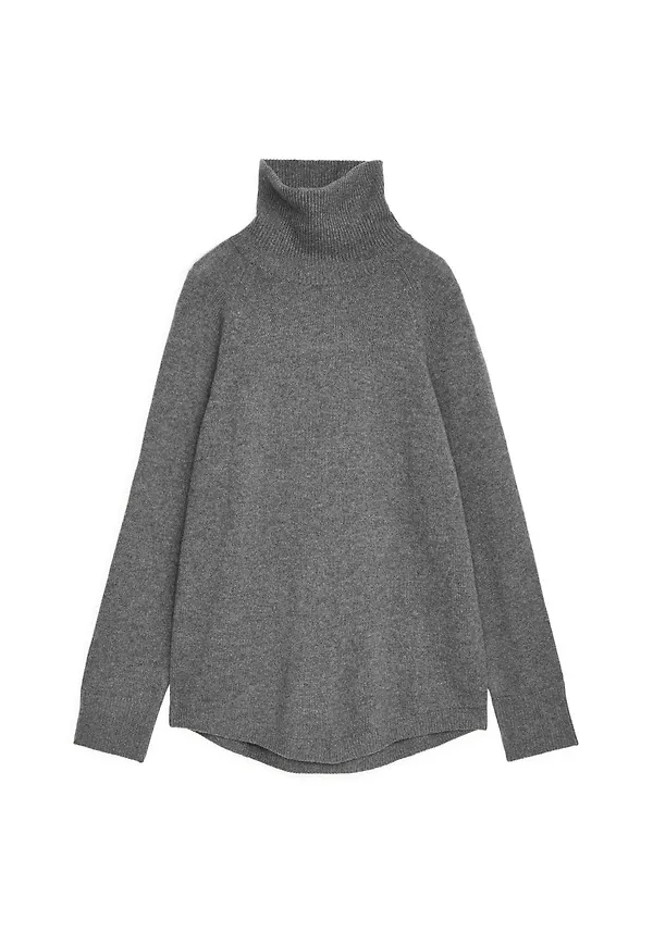 Raglan-Sleeve Cashmere Roll-Neck Jumper - Grey