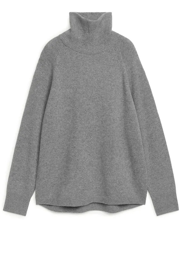 Raglan-Sleeve Cashmere Roll-Neck Jumper - Grey