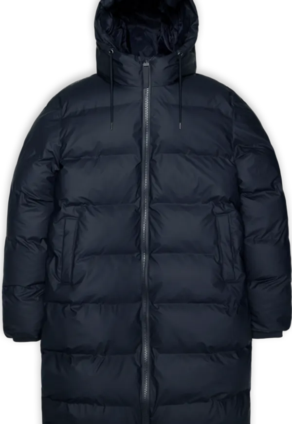 Rains Unisex Alta Long Puffer Jacket Navy