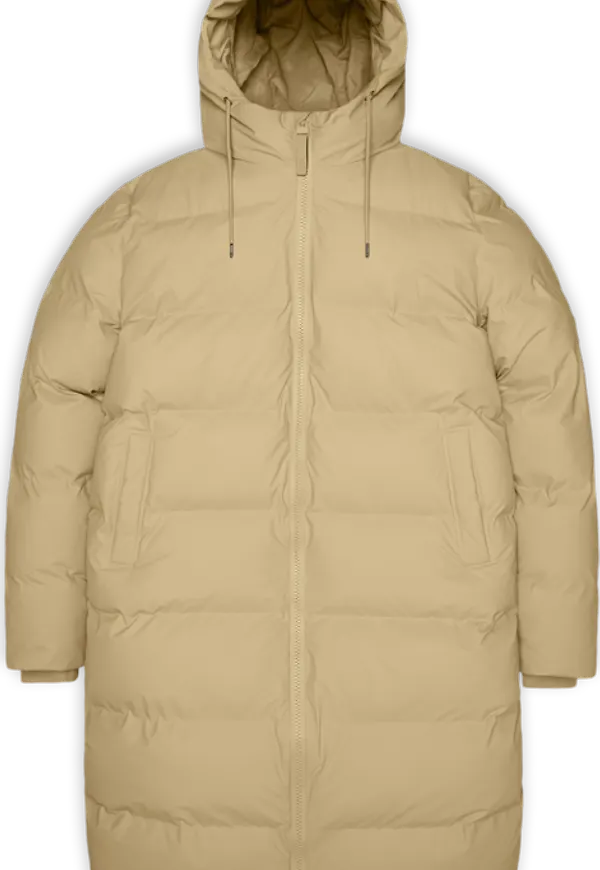 Rains Unisex Alta Long Puffer Jacket Sand