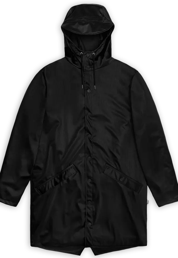 Rains Unisex Long Jacket Black Grain