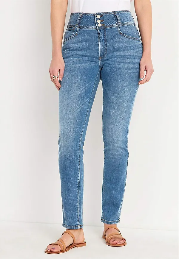 Raka jeans med hög midja