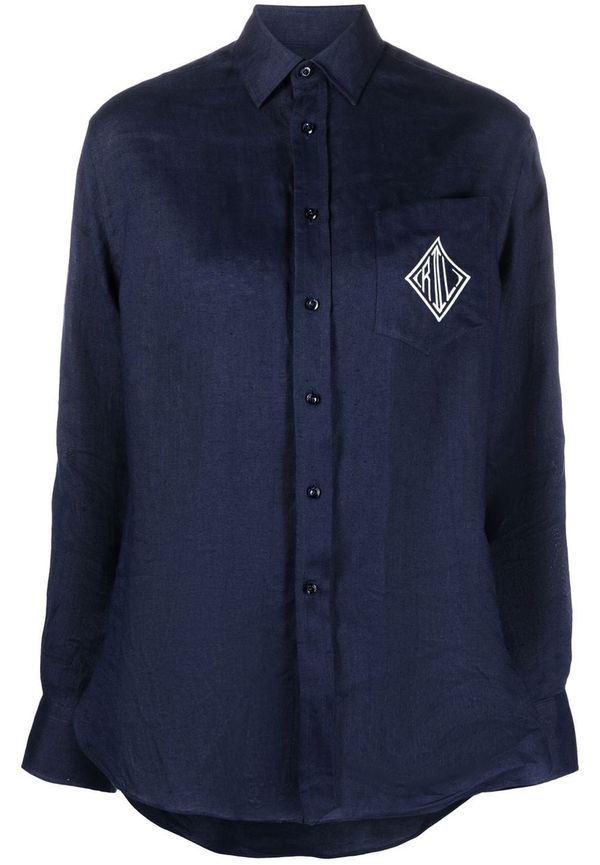 Ralph Lauren Collection Adiren skjorta med broderad logotyp - Blå