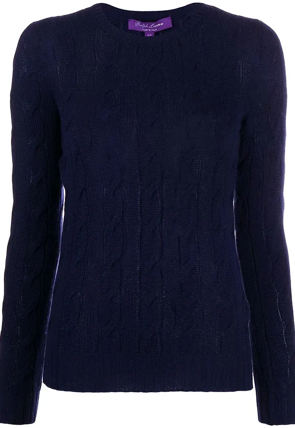 Ralph Lauren Collection kabelstickad kashmirtröja - Blå
