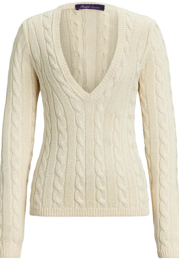 Ralph Lauren Collection kabelstickad tröja - Vit