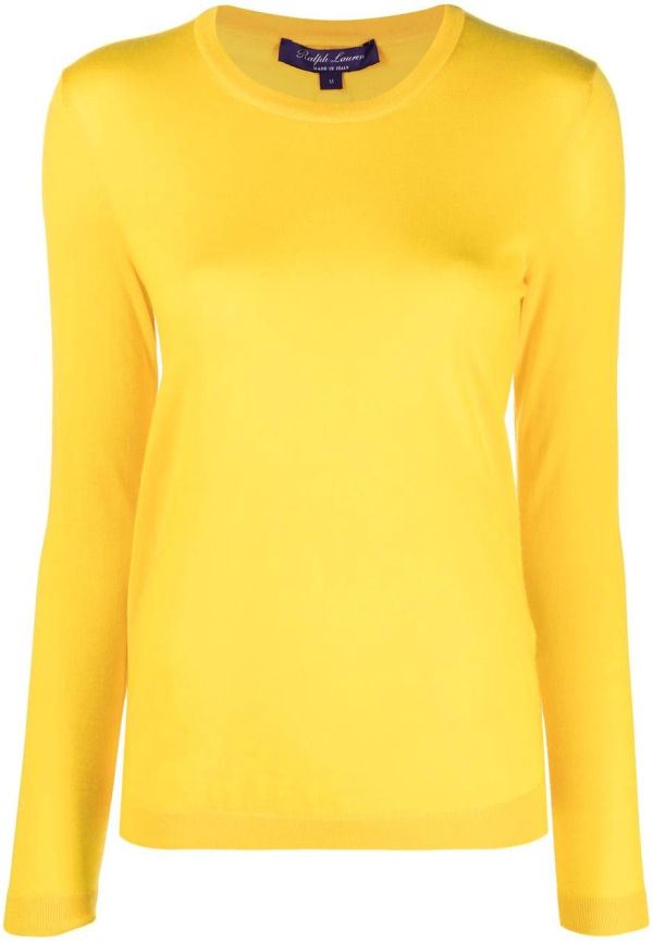 Ralph Lauren Collection kashmirtröja med rundad hals - Gul