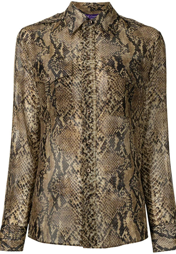Ralph Lauren Collection ormskinnsmönstrad skjorta - Brun