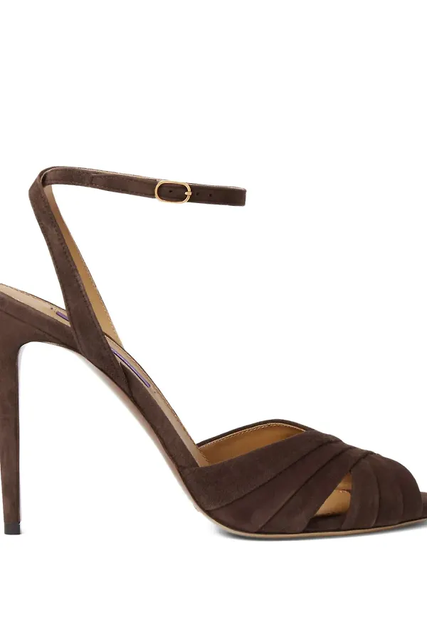 Ralph Lauren Collection plisserade stilettsandaler - Brun