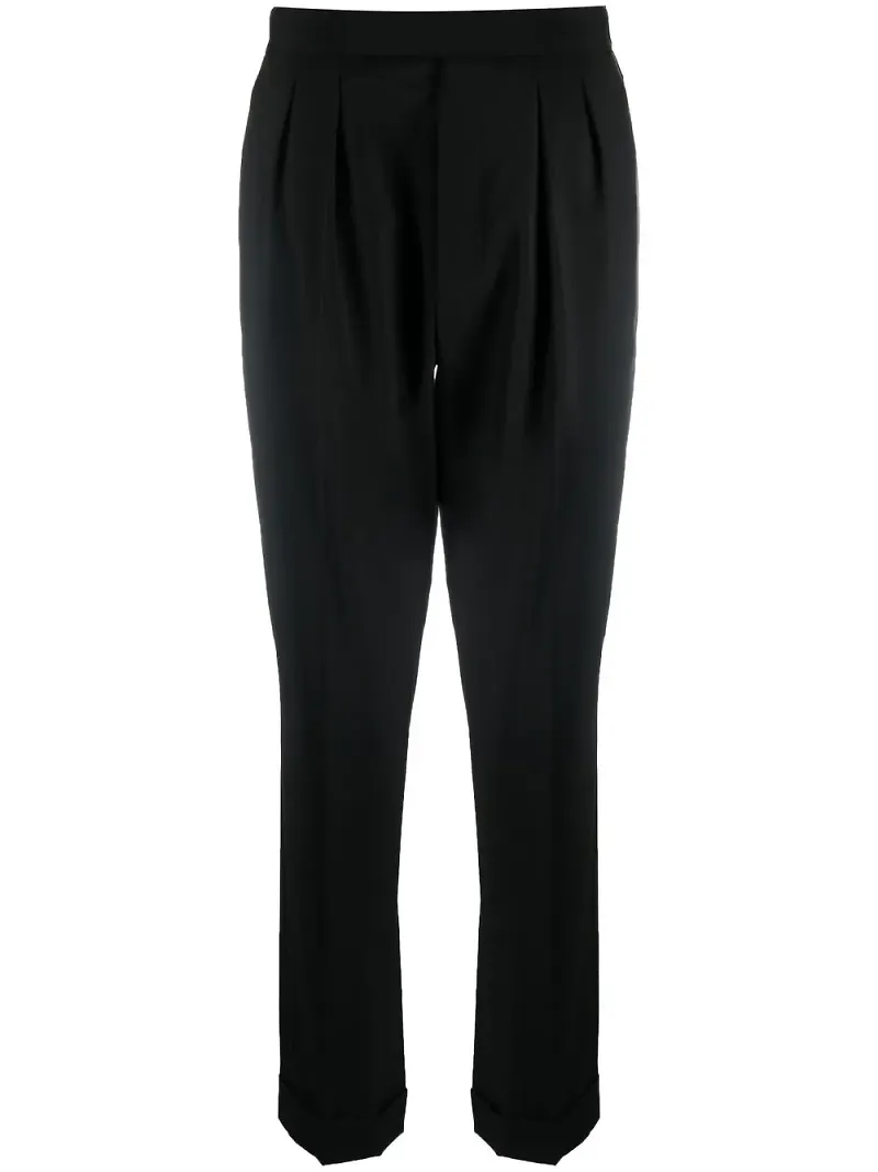 Ralph Lauren Collection Seina byxor med plisserad detalj - Svart