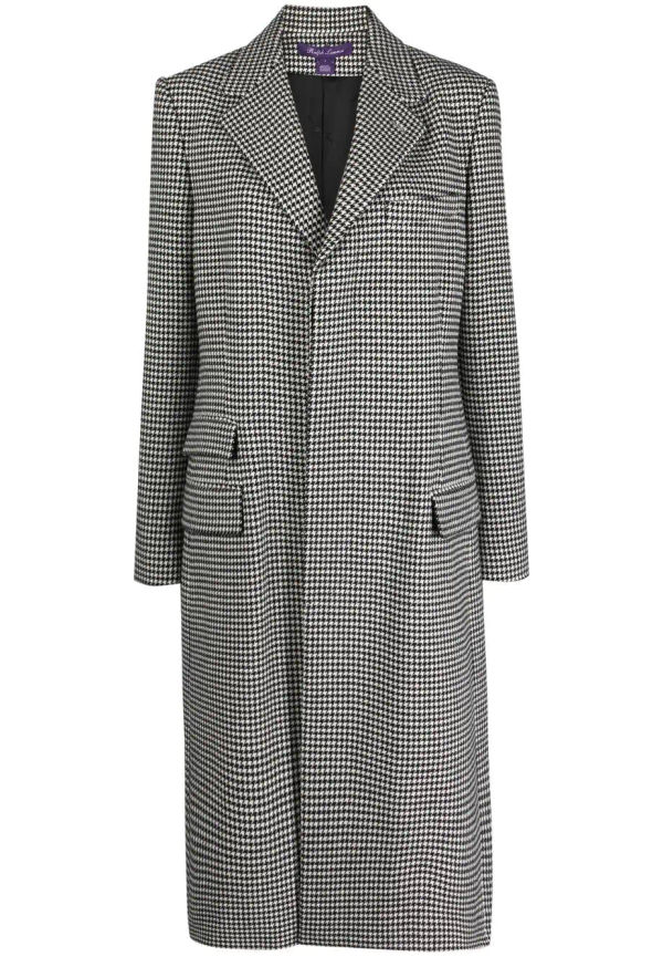 Ralph Lauren Collection Wells hundtandsmönstrad ullkappa - Svart