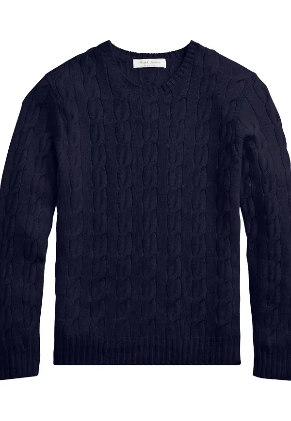 Ralph Lauren Purple Label kabelstickad kashmirtröja - Blå
