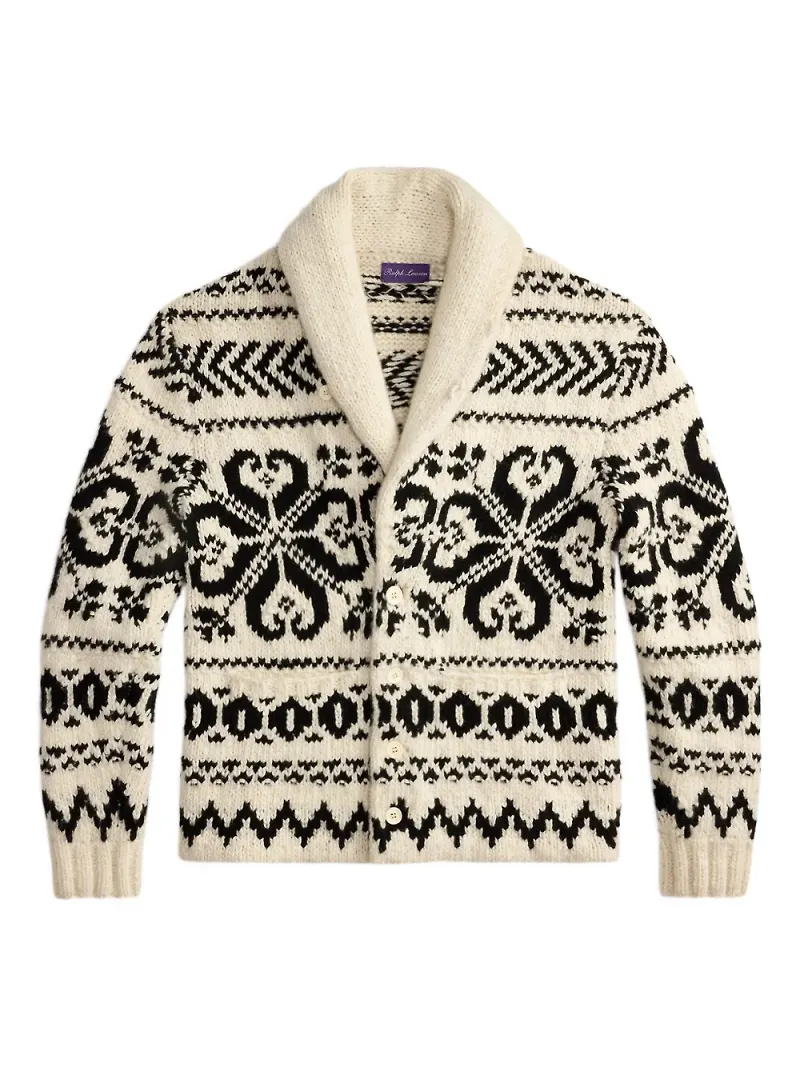 Ralph Lauren Purple Label kofta med sjalkrage - Vit