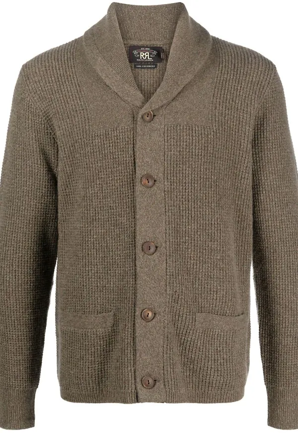 Ralph Lauren RRL stickad kofta med knäppning - Grön