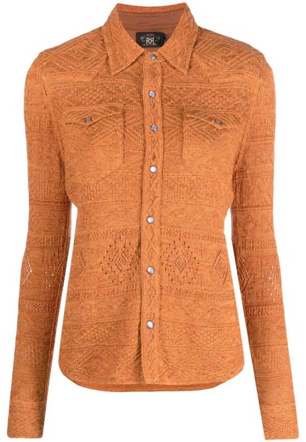 Ralph Lauren RRL stickad westernskjorta - Orange