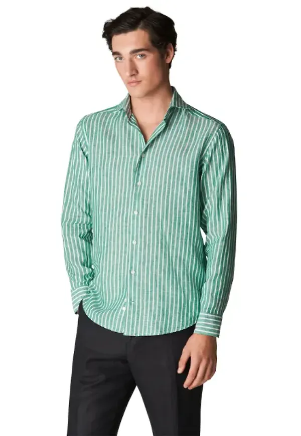 Randig Linneskjorta Slim Fit