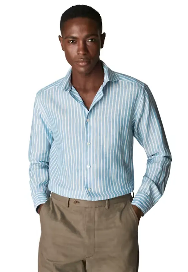 Randig Linneskjorta Slim Fit