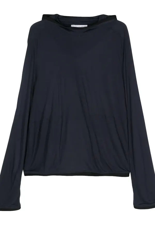 RANRA finstickad hoodie - Blå