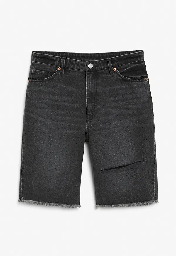 Raw hem denim shorts - Black