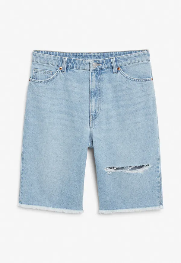 Raw hem denim shorts - Blue
