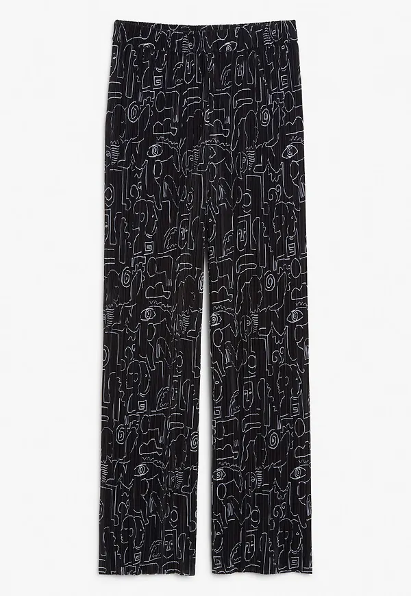 Raw hem pleated trousers - Black