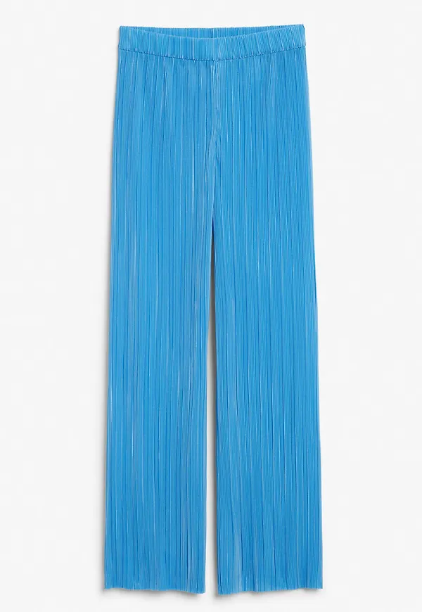 Raw hem pleated trousers - Blue