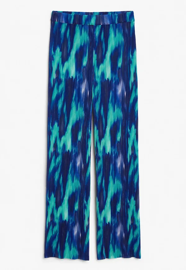 Raw hem pleated trousers - Blue