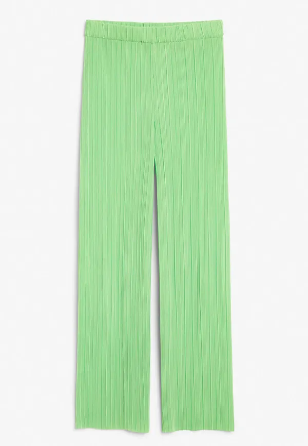 Raw hem pleated trousers - Green