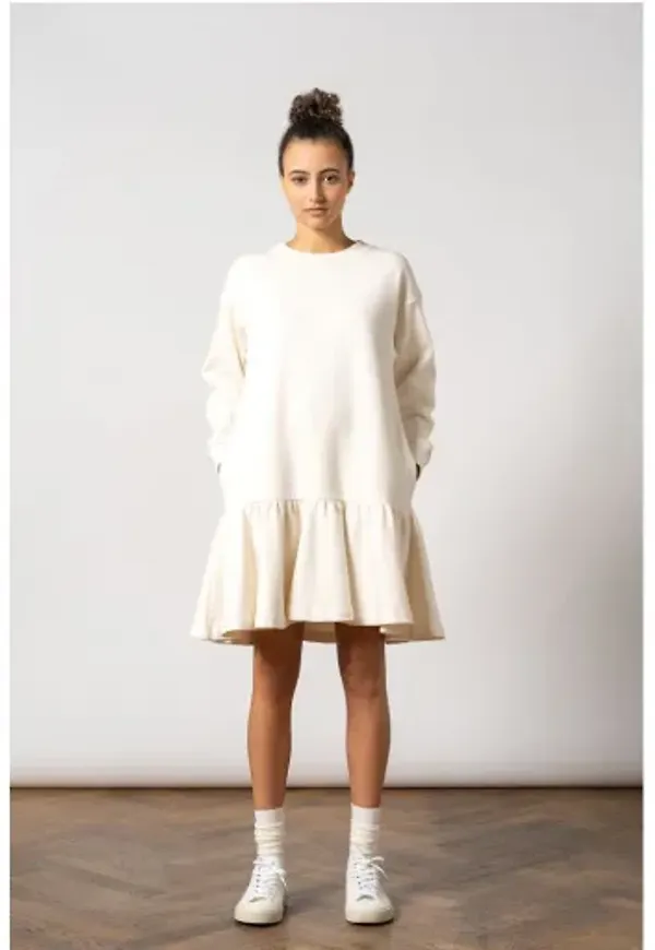 Ray Sweatshirt Dress - Cloud White