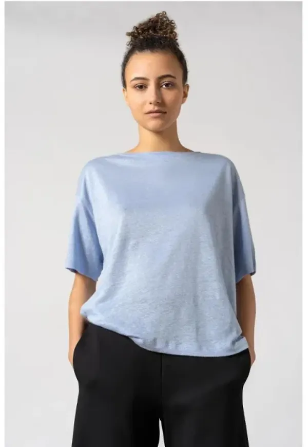 Raya Linen Tee - Ice Blue