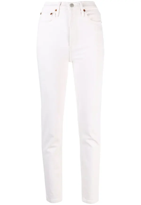 RE/DONE Comfort croppade jeans i stretch - Vit