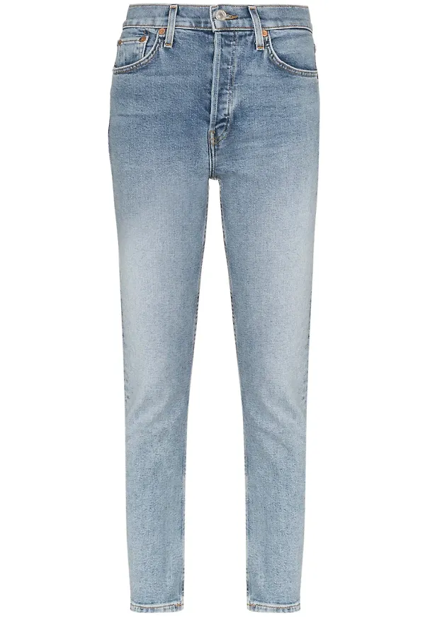 RE/DONE croppade slim fit-jeans - Blå