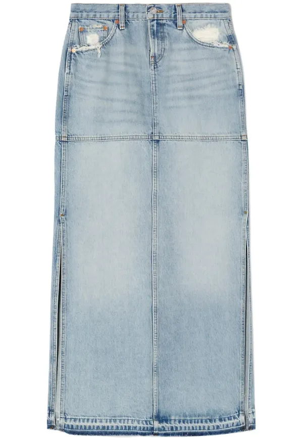 RE/DONE jeanskjol med sidoslits - Blå