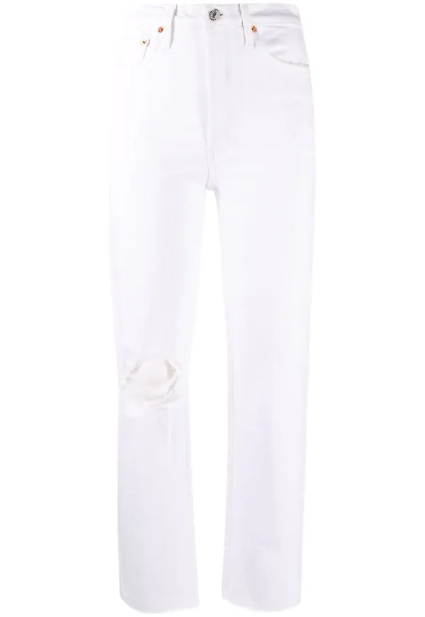 RE/DONE straight-jeans med slitning - Vit