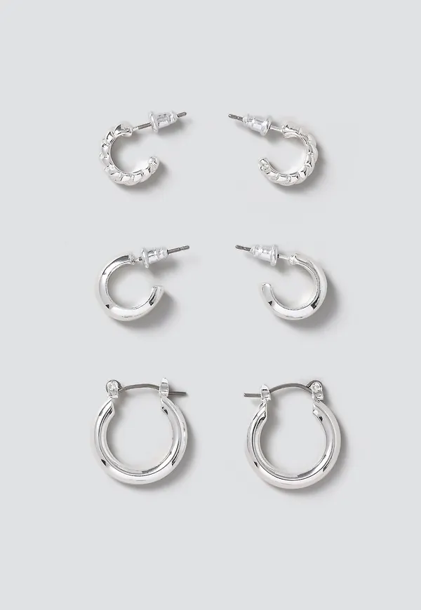 Recycled Silver Chunky Hoop Earring Pack