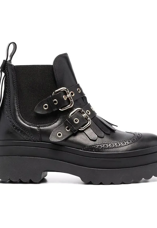Red(V) Buckled combat boots Svart, Dam